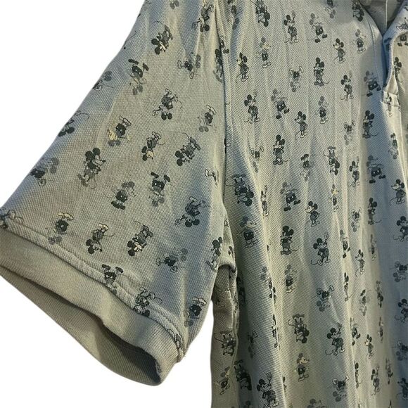 Disney Men's Polo Shirt L Green Mickey Mouse Print Short Sleeve - Picture 4 of 11